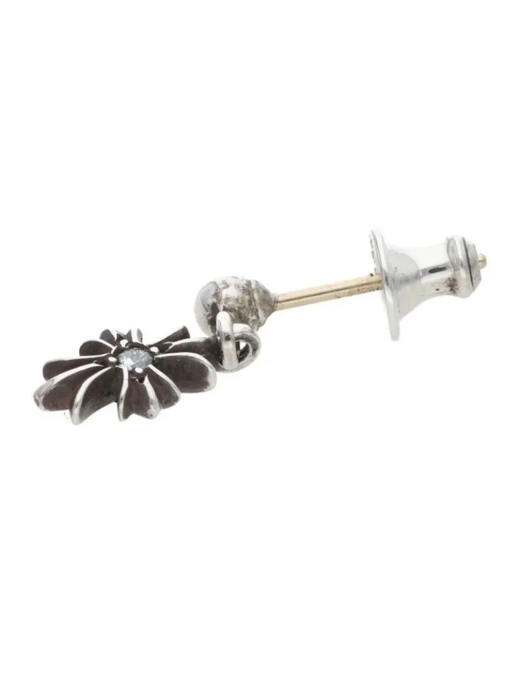 Chrome Hearts Tny CH Pls Dia Tiny Ech Plus Drop Silver Earrings